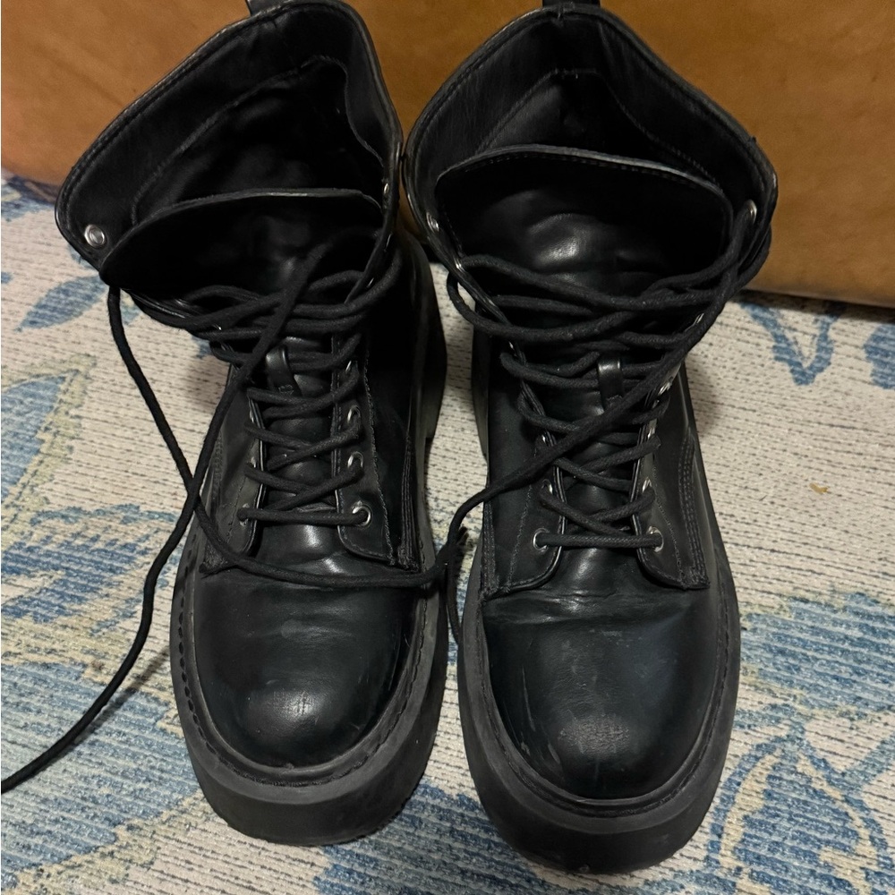 Steve Madden Black Leather Moto Boots - Picture 3 of 5